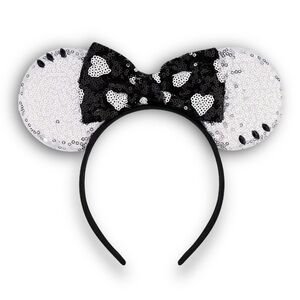 🏰 NEW Silver and Black Sequin Minnie Ears‎ Disney style